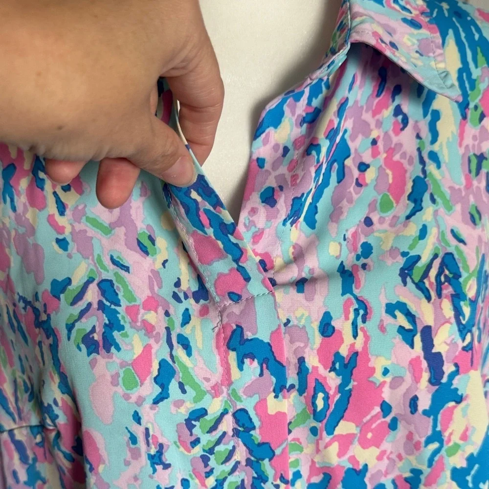 Amazon Women's Multicolor Button Down Shirt - Picture 4 of 15